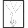 imageHAUS AND HUES Minimalist Wall Art  Abstract Poster Line Art Drawing Poster Sketch Wall Art Minimalist Women Wall Decor Abstract Wall Art Abstract Girl Line Art Black Frame 12x16Holding Hands