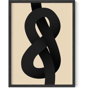 imageHAUS AND HUES Black Abstract Art Poster  Black Abstract Wall Print Geometric Art Abstract Art Decor Mid Century Modern Wall Decor Black Frame 24x36Black Knot