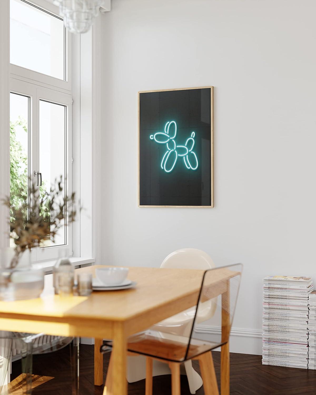 imageHAUS AND HUES Honey Bee Decor Garden Wall Art  Insect Poster Vintage Floral Posters and Prints Flower Poster Vintage Botanical Prints Black Frame 16x20Neon Dog