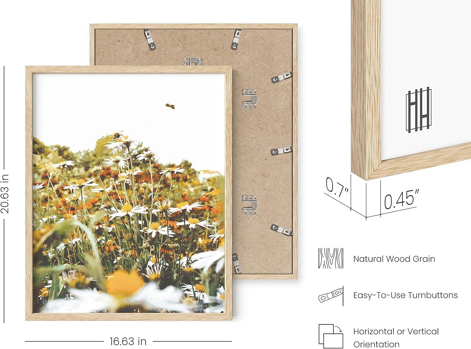 imageHAUS AND HUES Honey Bee Decor Garden Wall Art  Insect Poster Vintage Floral Posters and Prints Flower Poster Vintage Botanical Prints Black Frame 16x20Flowers and Bees