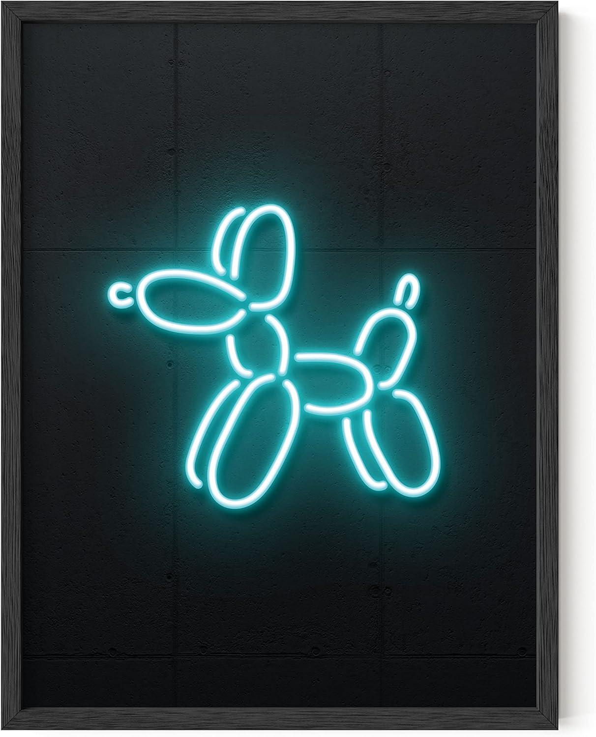 imageHAUS AND HUES Honey Bee Decor Garden Wall Art  Insect Poster Vintage Floral Posters and Prints Flower Poster Vintage Botanical Prints Black Frame 16x20Neon Dog