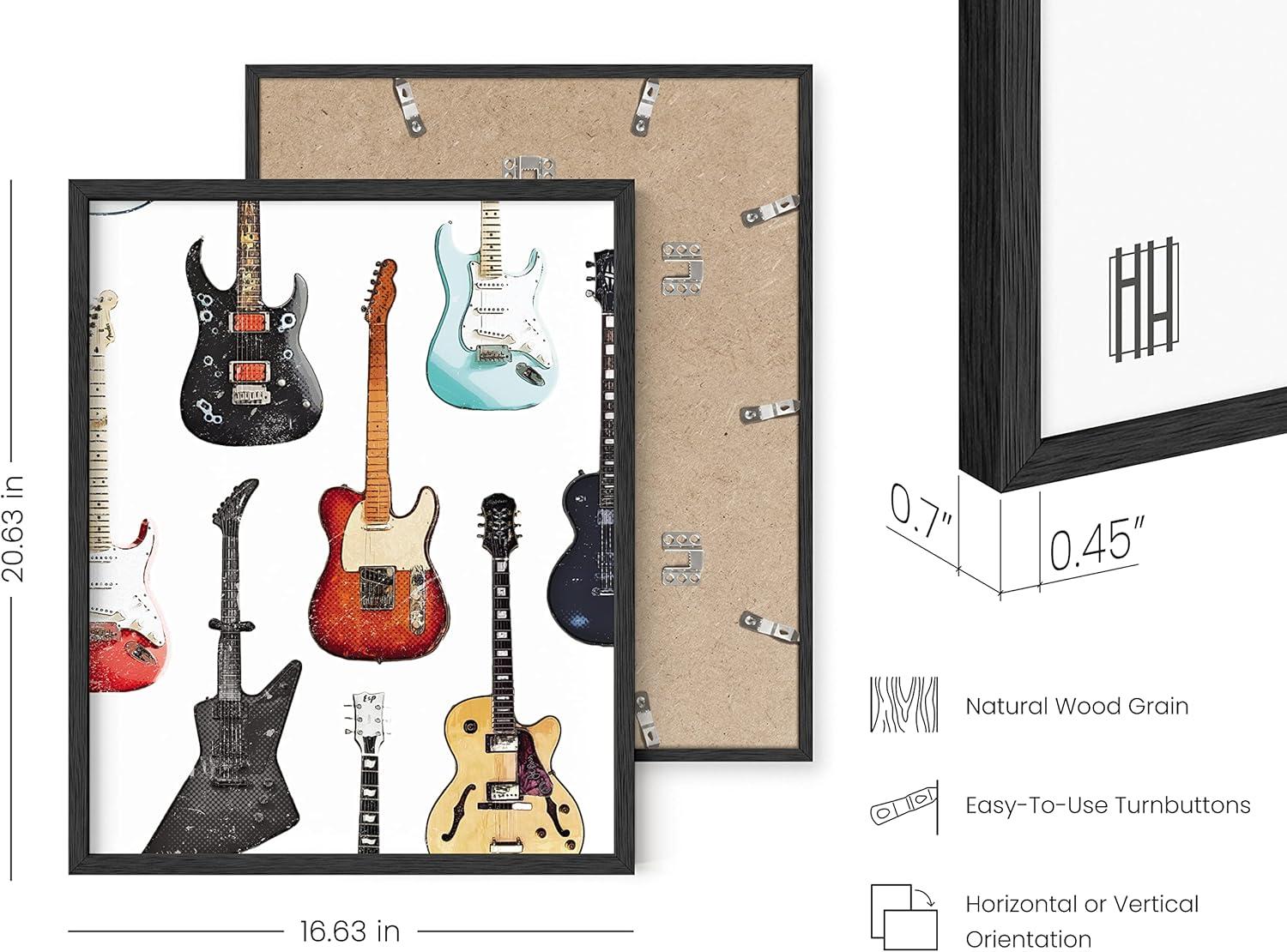 imageHAUS AND HUES Honey Bee Decor Garden Wall Art  Insect Poster Vintage Floral Posters and Prints Flower Poster Vintage Botanical Prints Black Frame 16x20Electric Guitar