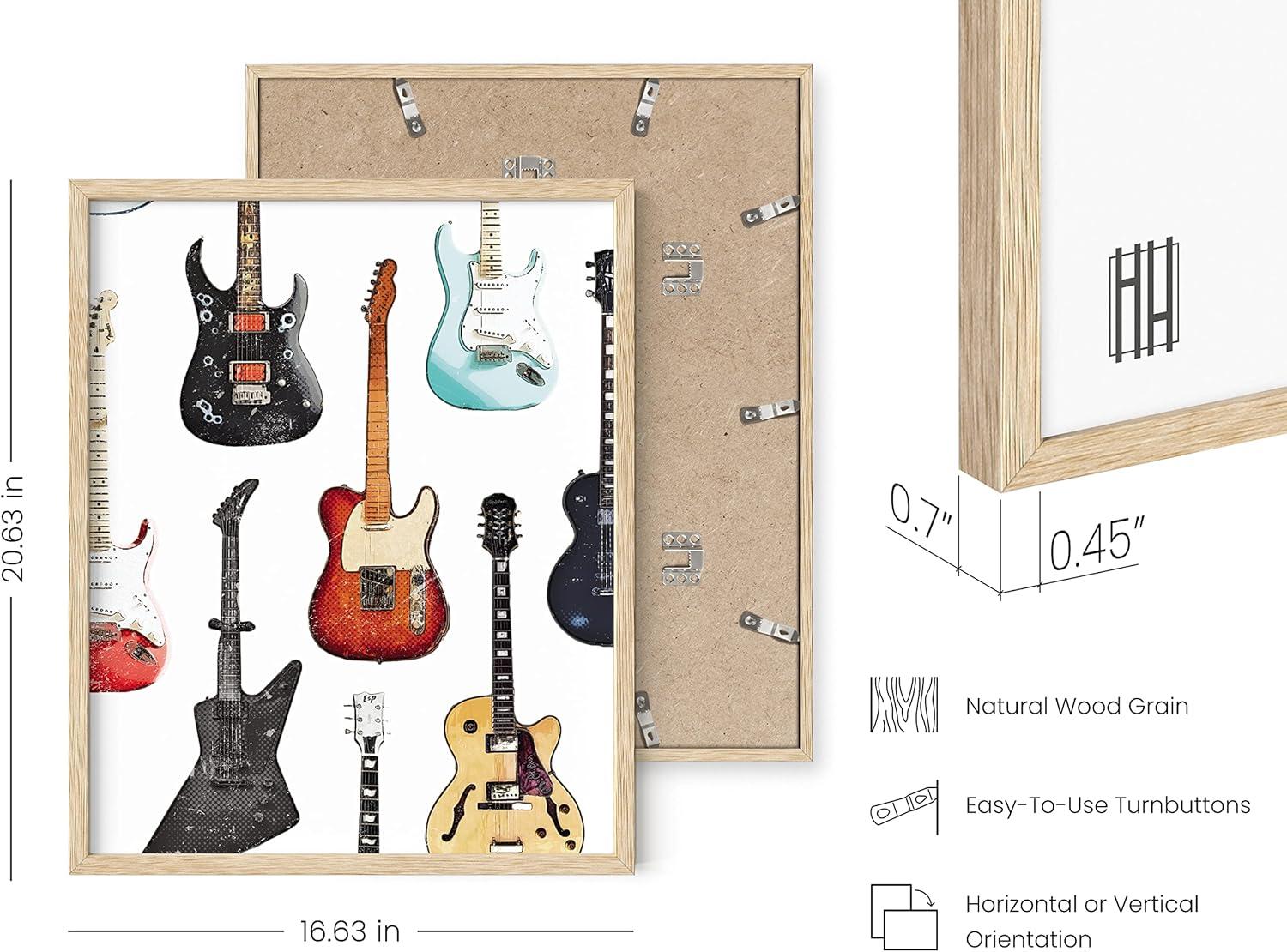 imageHAUS AND HUES Honey Bee Decor Garden Wall Art  Insect Poster Vintage Floral Posters and Prints Flower Poster Vintage Botanical Prints Black Frame 16x20Electric Guitar