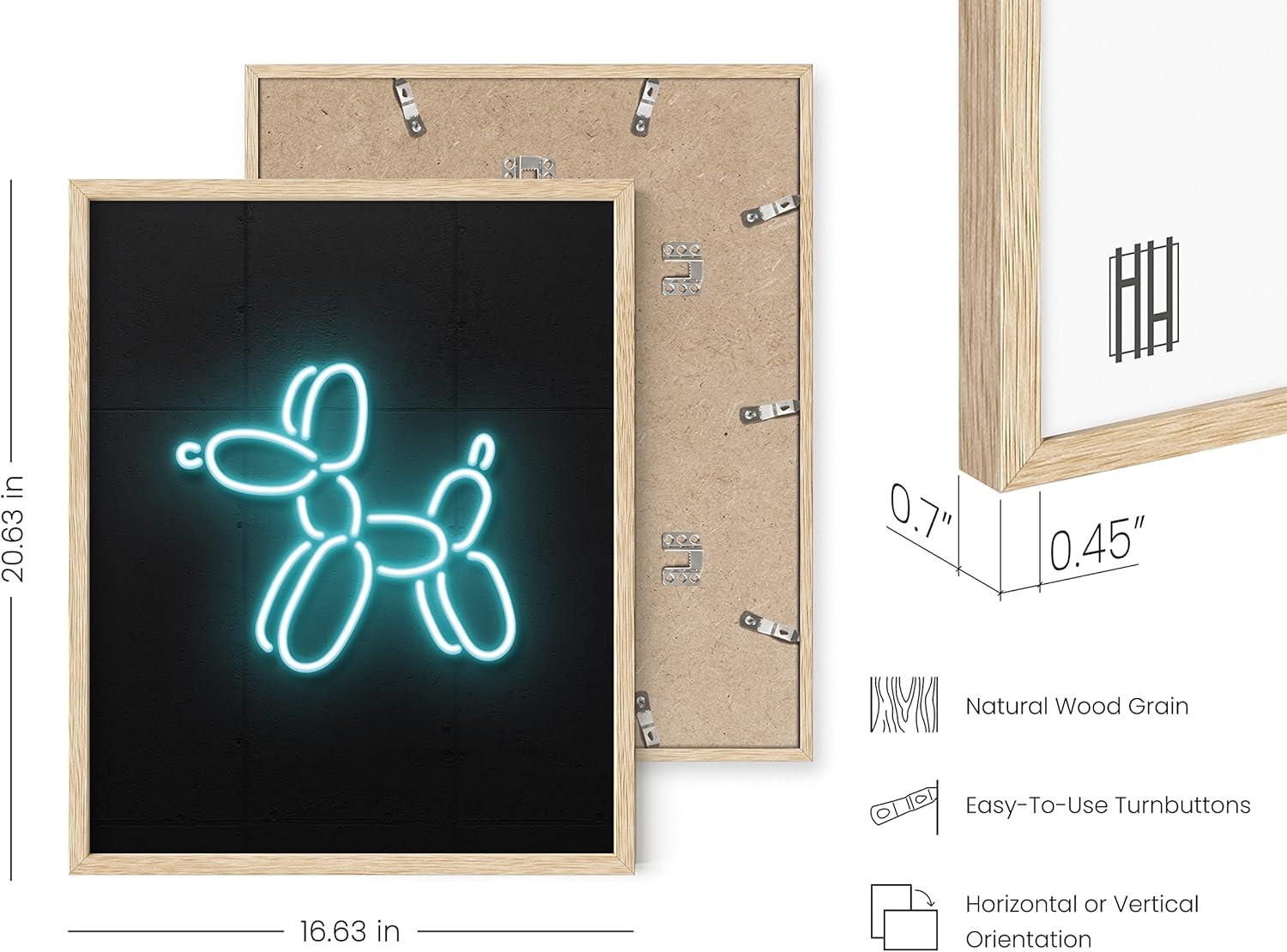 imageHAUS AND HUES Honey Bee Decor Garden Wall Art  Insect Poster Vintage Floral Posters and Prints Flower Poster Vintage Botanical Prints Black Frame 16x20Neon Dog