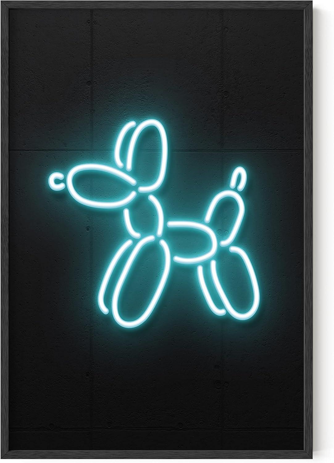 imageHAUS AND HUES Honey Bee Decor Garden Wall Art  Insect Poster Vintage Floral Posters and Prints Flower Poster Vintage Botanical Prints Black Frame 16x20Neon Dog