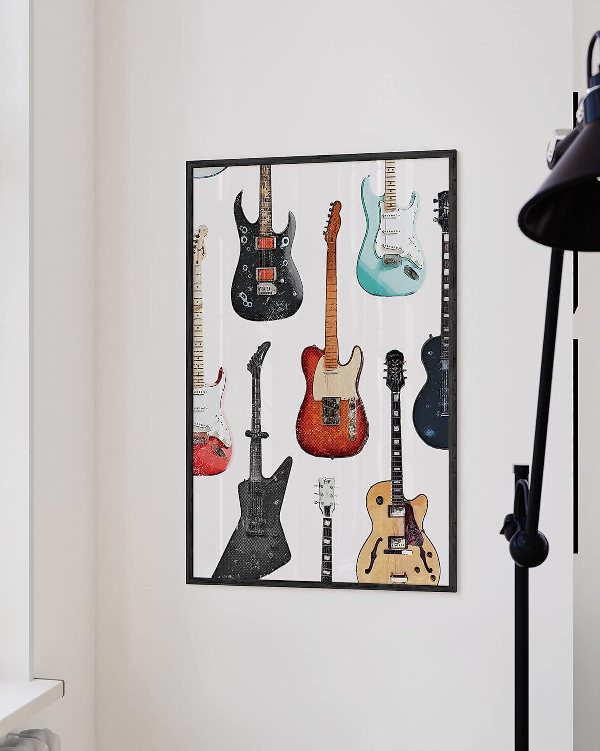 imageHAUS AND HUES Honey Bee Decor Garden Wall Art  Insect Poster Vintage Floral Posters and Prints Flower Poster Vintage Botanical Prints Black Frame 16x20Electric Guitar
