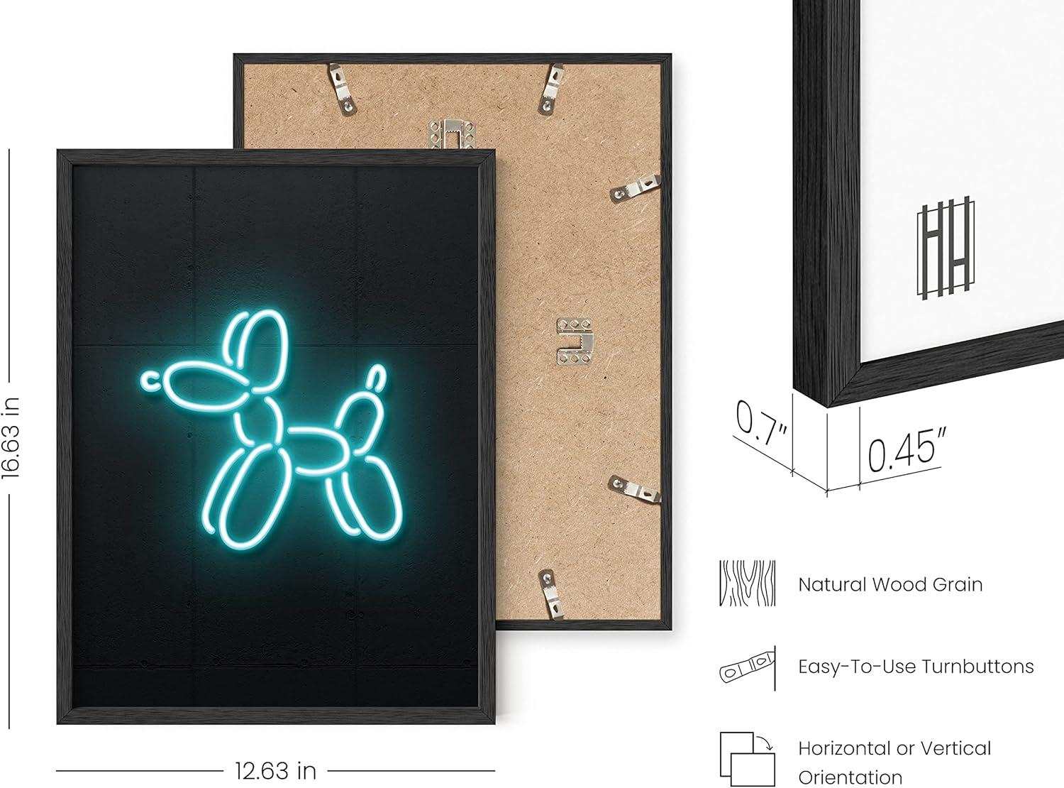 imageHAUS AND HUES Honey Bee Decor Garden Wall Art  Insect Poster Vintage Floral Posters and Prints Flower Poster Vintage Botanical Prints Black Frame 16x20Neon Dog