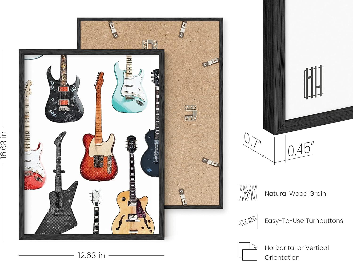 imageHAUS AND HUES Honey Bee Decor Garden Wall Art  Insect Poster Vintage Floral Posters and Prints Flower Poster Vintage Botanical Prints Black Frame 16x20Electric Guitar