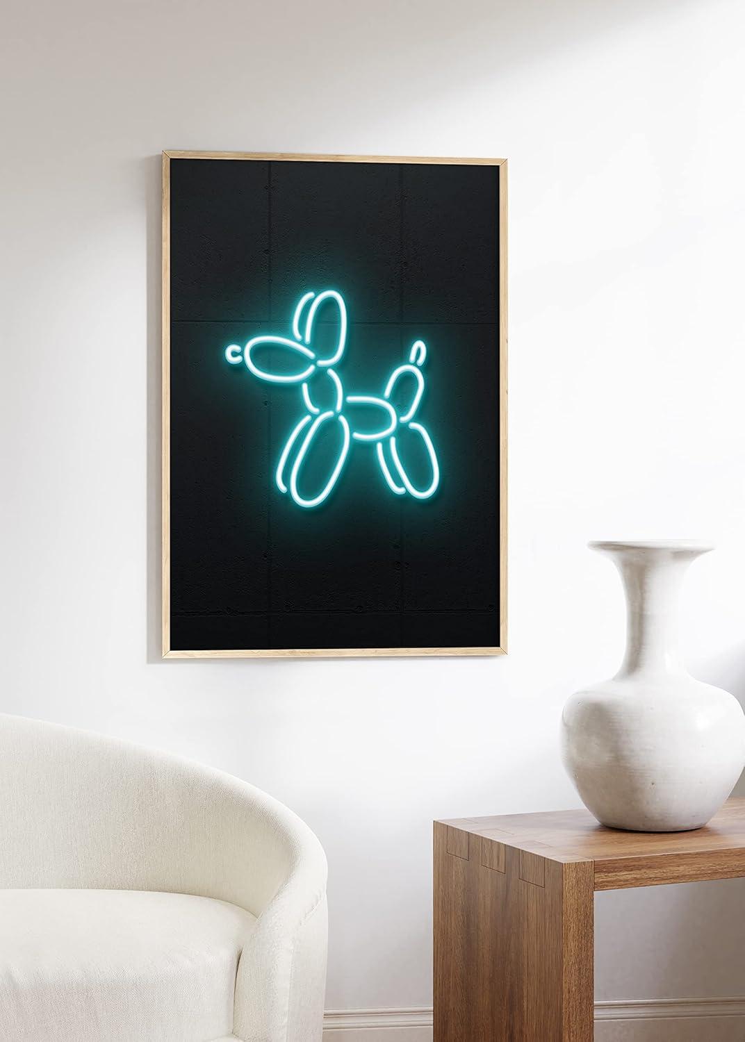 imageHAUS AND HUES Honey Bee Decor Garden Wall Art  Insect Poster Vintage Floral Posters and Prints Flower Poster Vintage Botanical Prints Black Frame 16x20Neon Dog