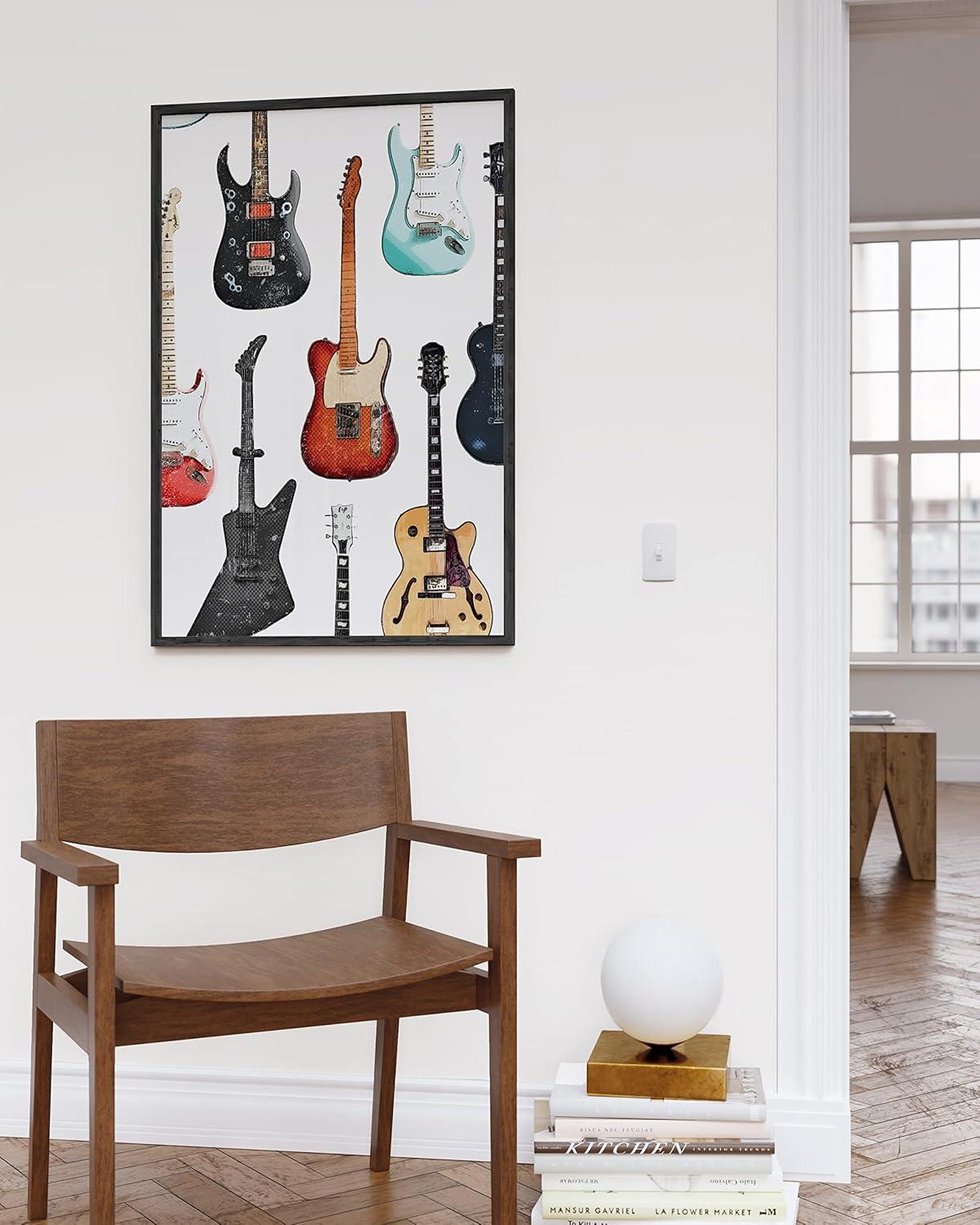imageHAUS AND HUES Honey Bee Decor Garden Wall Art  Insect Poster Vintage Floral Posters and Prints Flower Poster Vintage Botanical Prints Black Frame 16x20Electric Guitar