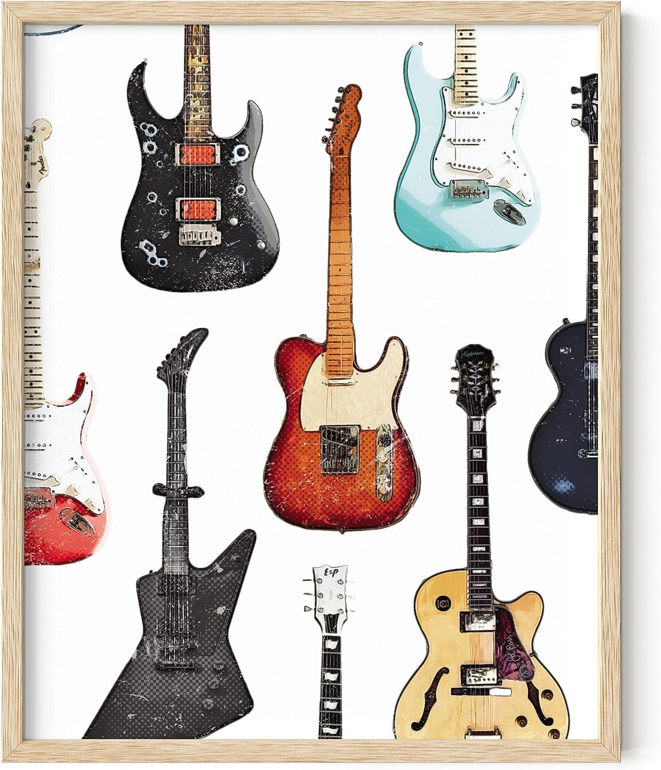 imageHAUS AND HUES Honey Bee Decor Garden Wall Art  Insect Poster Vintage Floral Posters and Prints Flower Poster Vintage Botanical Prints Black Frame 16x20Electric Guitar