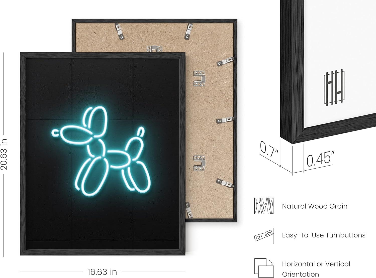 imageHAUS AND HUES Honey Bee Decor Garden Wall Art  Insect Poster Vintage Floral Posters and Prints Flower Poster Vintage Botanical Prints Black Frame 16x20Neon Dog