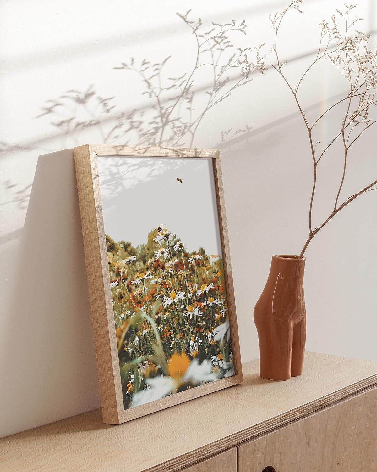 imageHAUS AND HUES Honey Bee Decor Garden Wall Art  Insect Poster Vintage Floral Posters and Prints Flower Poster Vintage Botanical Prints Black Frame 16x20Flowers and Bees