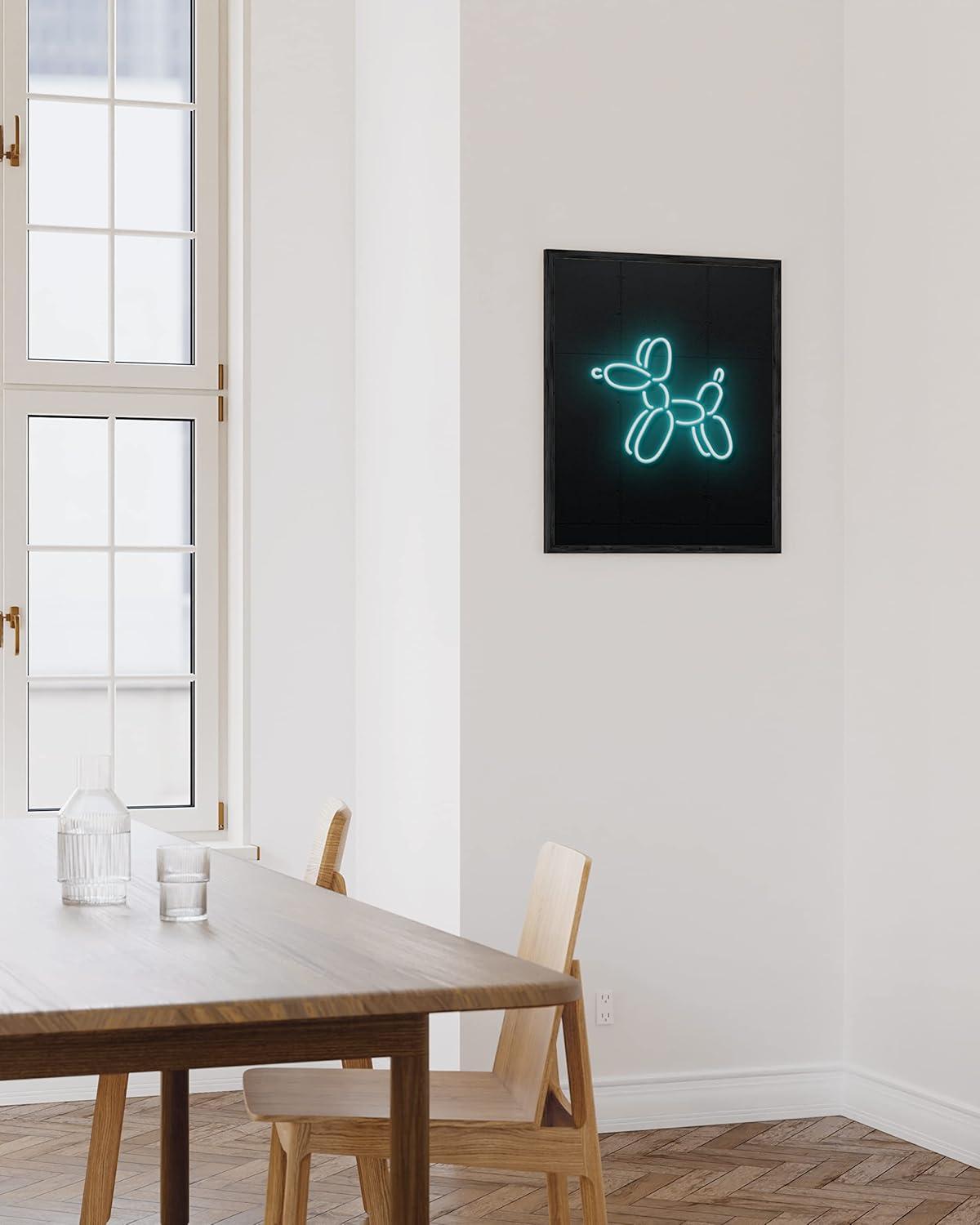 imageHAUS AND HUES Honey Bee Decor Garden Wall Art  Insect Poster Vintage Floral Posters and Prints Flower Poster Vintage Botanical Prints Black Frame 16x20Neon Dog