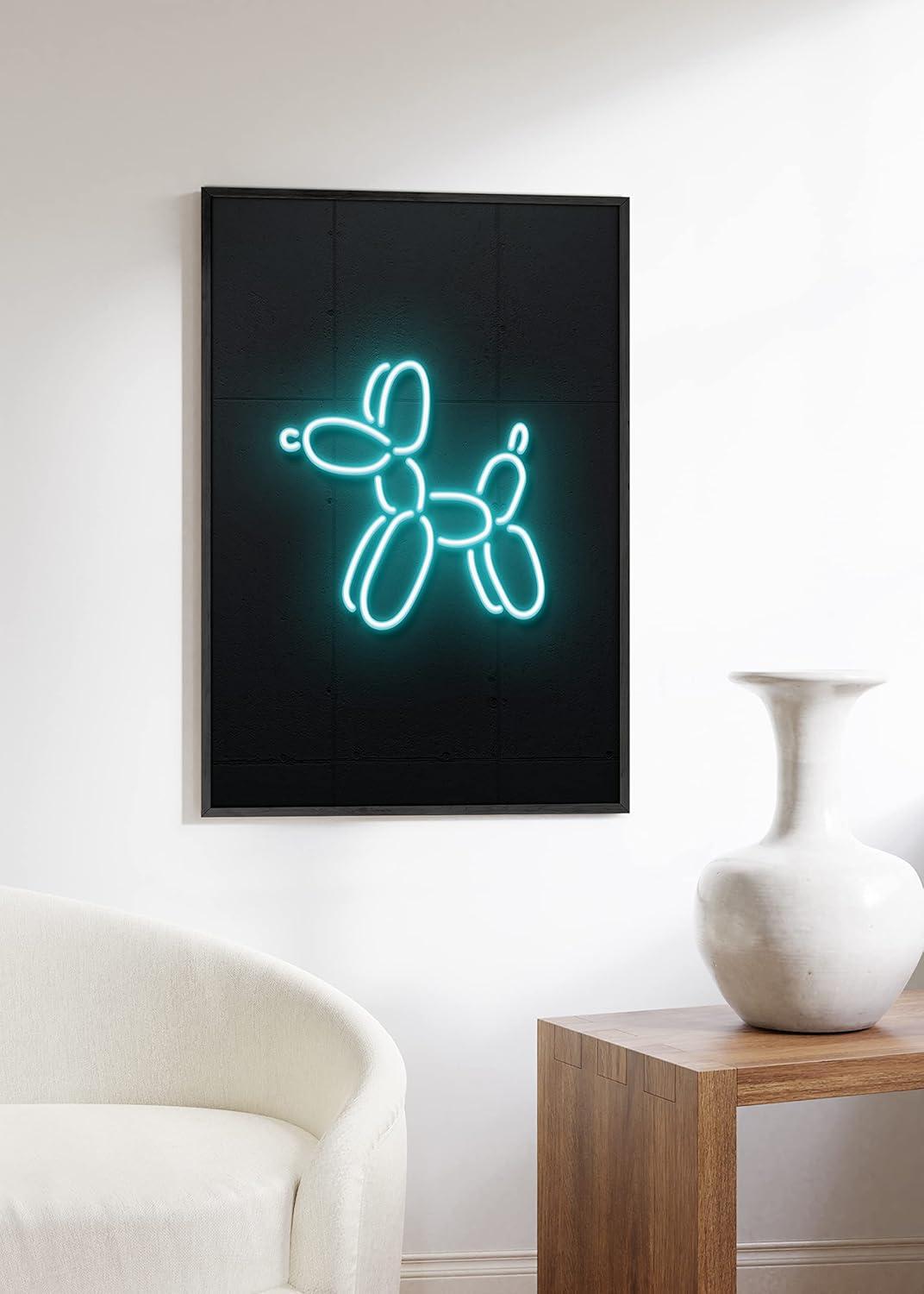 imageHAUS AND HUES Honey Bee Decor Garden Wall Art  Insect Poster Vintage Floral Posters and Prints Flower Poster Vintage Botanical Prints Black Frame 16x20Neon Dog