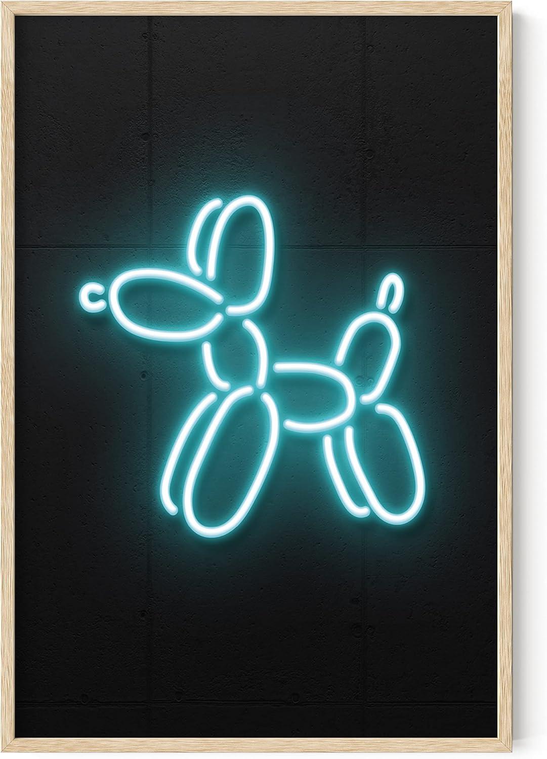 imageHAUS AND HUES Honey Bee Decor Garden Wall Art  Insect Poster Vintage Floral Posters and Prints Flower Poster Vintage Botanical Prints Black Frame 16x20Neon Dog
