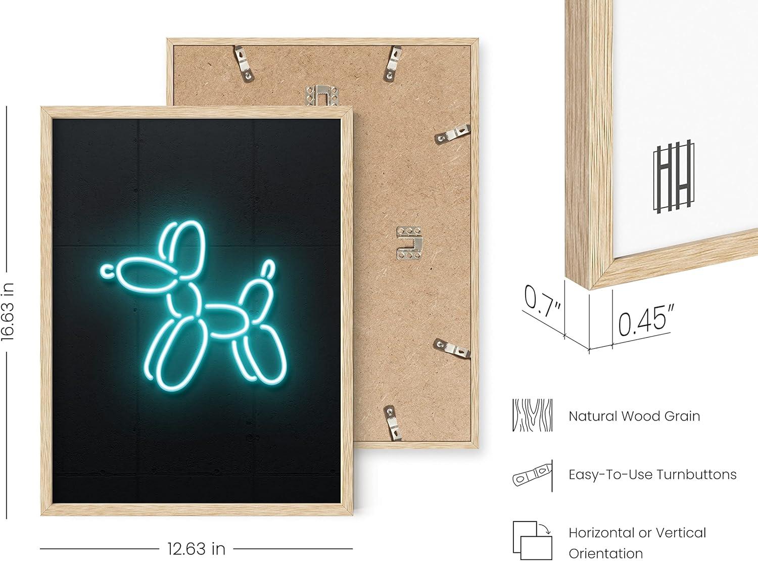imageHAUS AND HUES Honey Bee Decor Garden Wall Art  Insect Poster Vintage Floral Posters and Prints Flower Poster Vintage Botanical Prints Black Frame 16x20Neon Dog