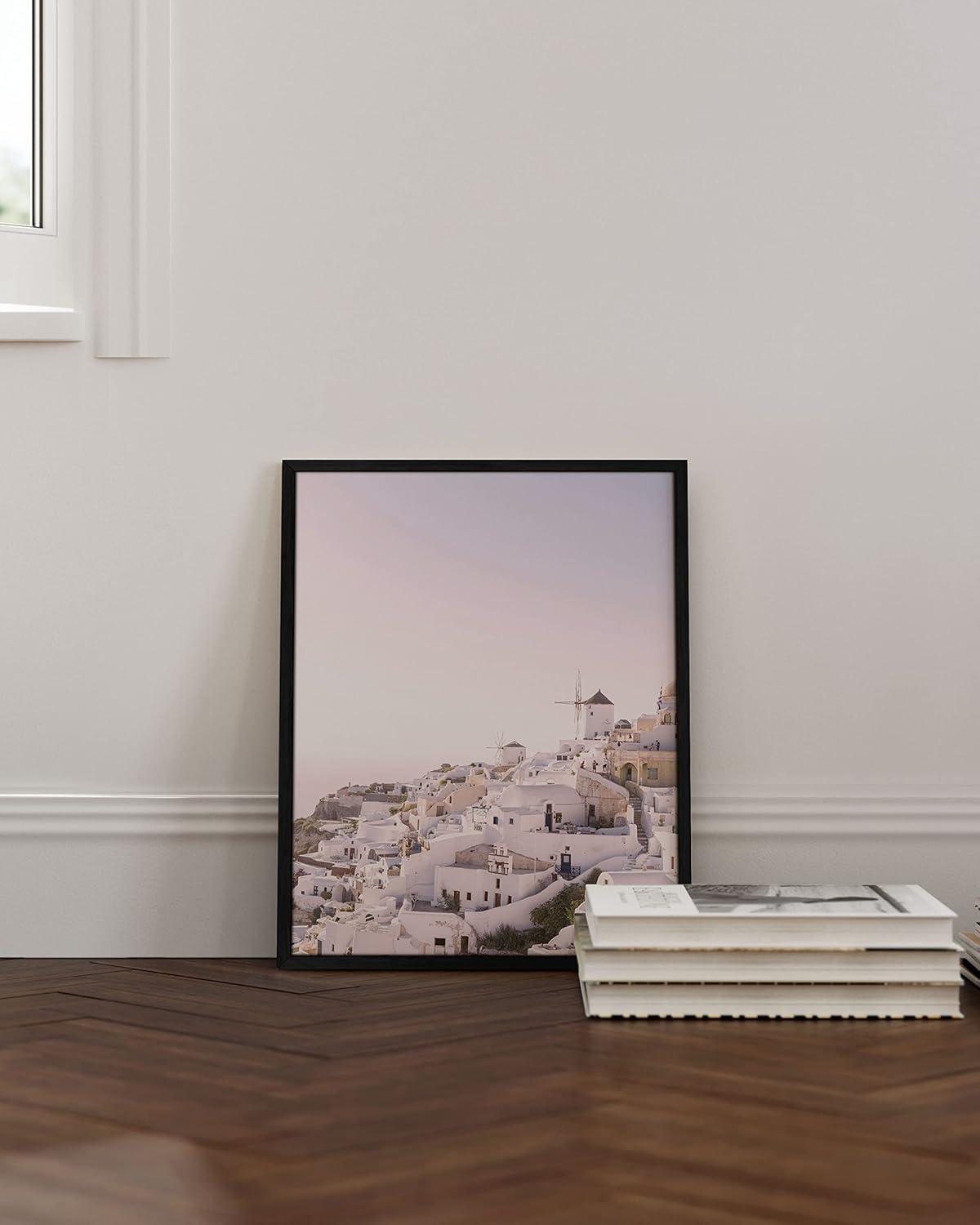 imageHAUS AND HUES Vintage Beach Wall Art and Surf Decor  Vintage Posters and Prints Surfboard Poster Beach Prints Wall Art Print Red Surf Van Poster Black Frame 16x20Santorini