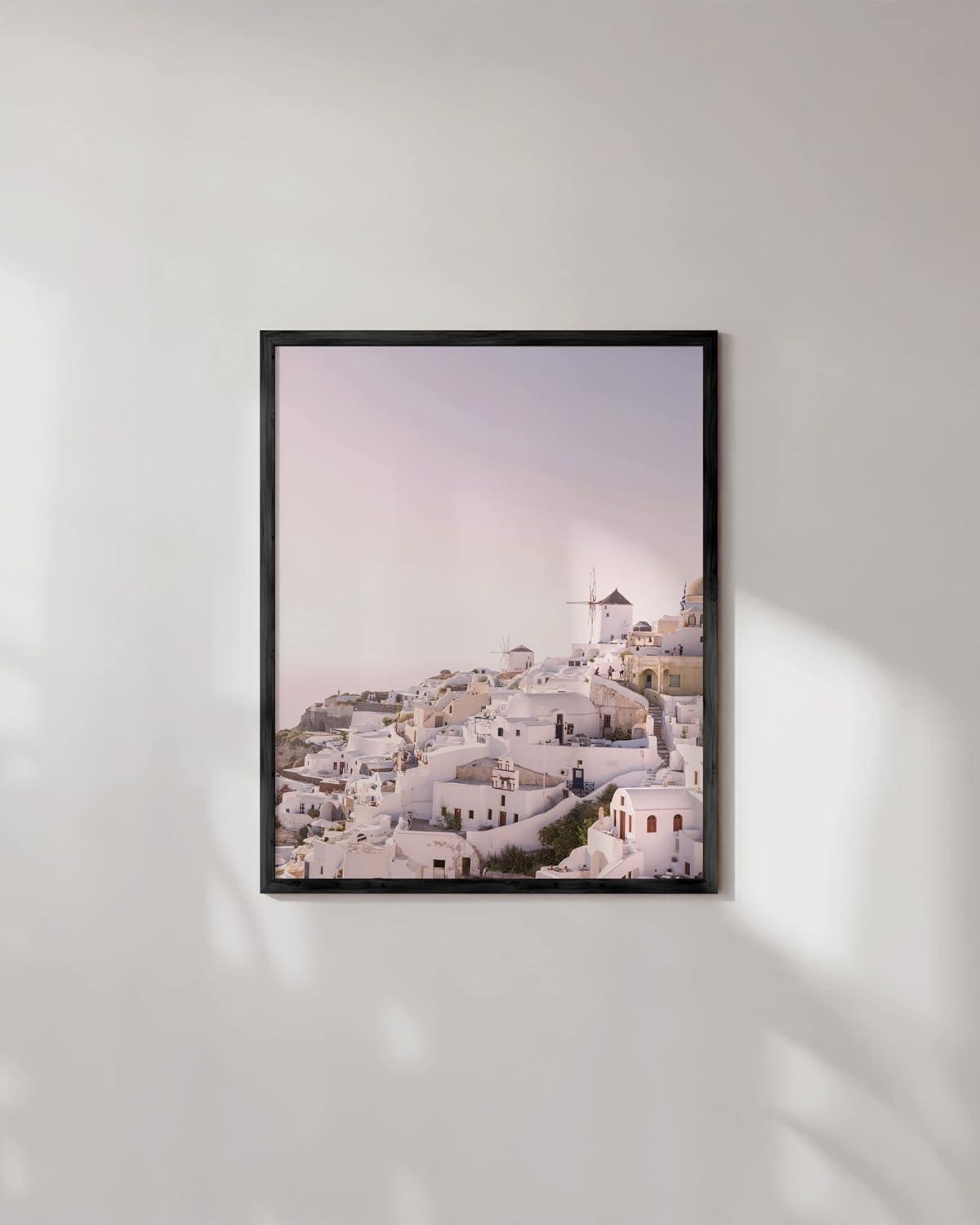 imageHAUS AND HUES Vintage Beach Wall Art and Surf Decor  Vintage Posters and Prints Surfboard Poster Beach Prints Wall Art Print Red Surf Van Poster Black Frame 16x20Santorini