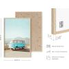 imageHAUS AND HUES Santorini Vintage Beach Prints  Greece Poster Vintage Beach Posters and Greek Photos Santorini Art Painting Mykonos Beige Frame 24x36Blue Van