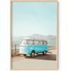 imageHAUS AND HUES Santorini Vintage Beach Prints  Greece Poster Vintage Beach Posters and Greek Photos Santorini Art Painting Mykonos Beige Frame 24x36Blue Van
