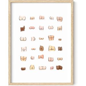 imageHAUS AND HUES Funny Wall Art  Funny Bathroom Signs Boobs 12x16 UnframedButts