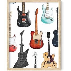 imageHAUS AND HUES Honey Bee Decor Garden Wall Art  Insect Poster Vintage Floral Posters and Prints Flower Poster Vintage Botanical Prints Black Frame 16x20Electric Guitar