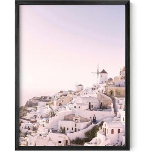 imageHAUS AND HUES Santorini Vintage Beach Prints  Greece Poster Vintage Beach Posters and Greek Photos Santorini Art Painting Mykonos Beige Frame 24x36Santorini