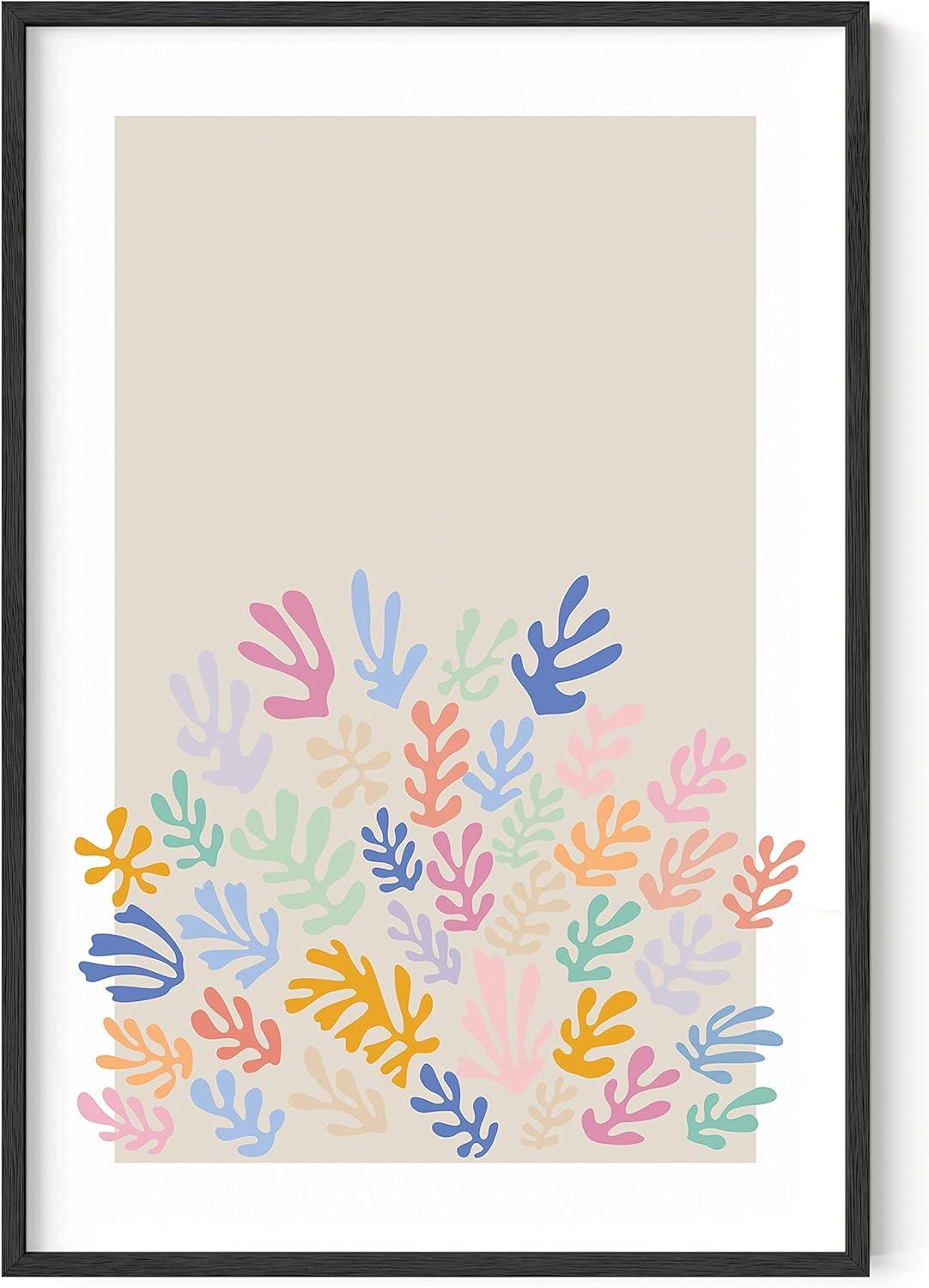 imageHAUS AND HUES Danish Pastel Purple Poster  Aesthetic Room Decor Purple Picture Wall Decor Danish Pastel Cute Poster Black Frame 24x36Colorful Organic Shapes