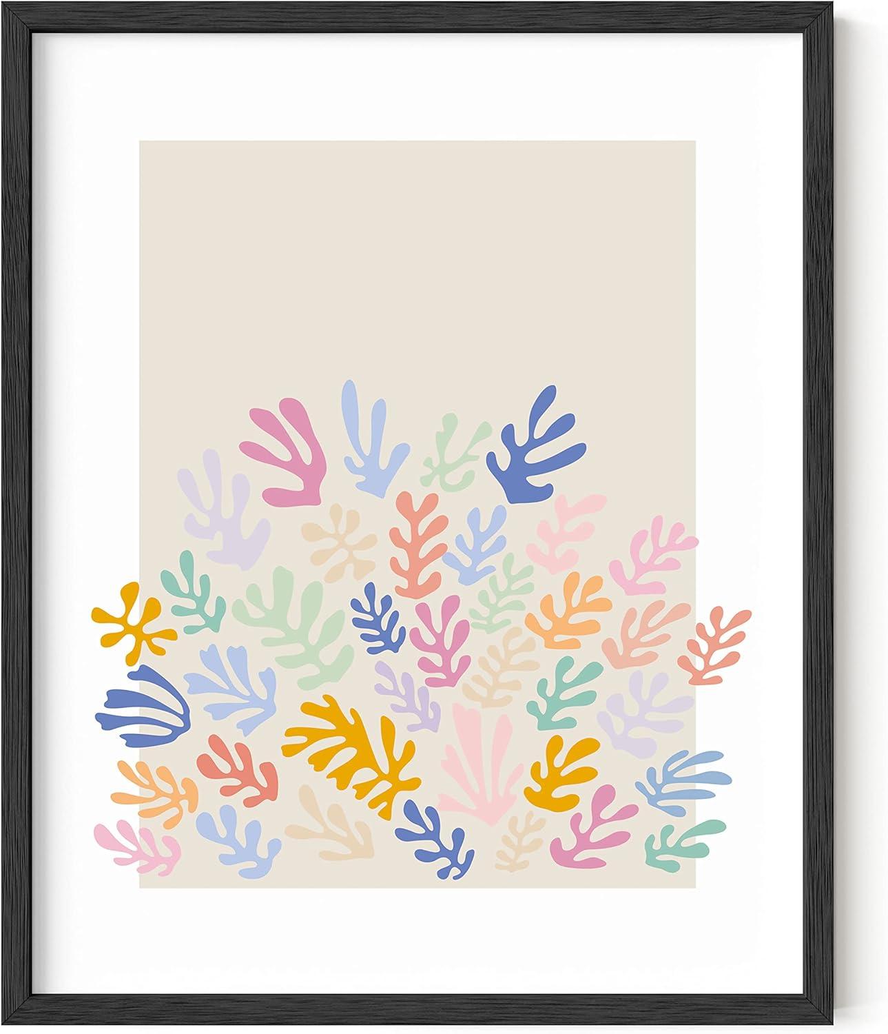 imageHAUS AND HUES Danish Pastel Purple Poster  Aesthetic Room Decor Purple Picture Wall Decor Danish Pastel Cute Poster Black Frame 24x36Colorful Organic Shapes
