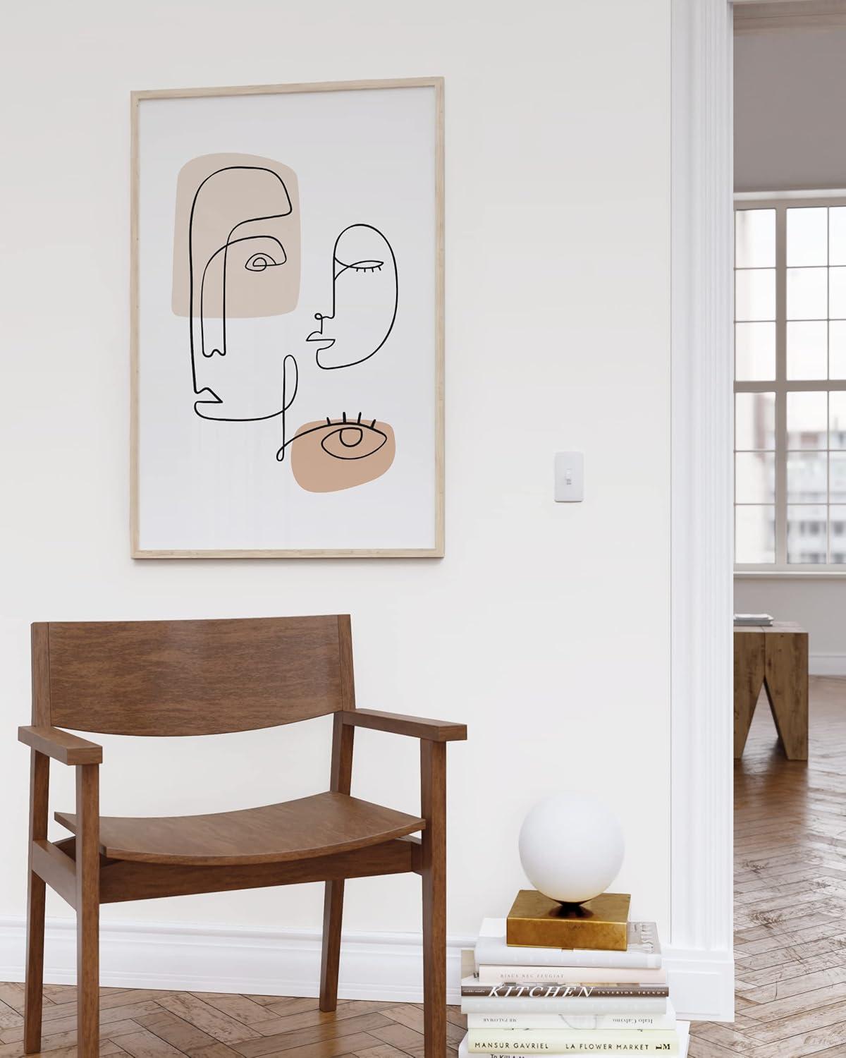 imageHAUS AND HUES Minimalist Line Art  OneLine Woman Sketch Feminist Boho Wall Decor Modern Aesthetic Print Unframed 16x20Colored Abstract Face