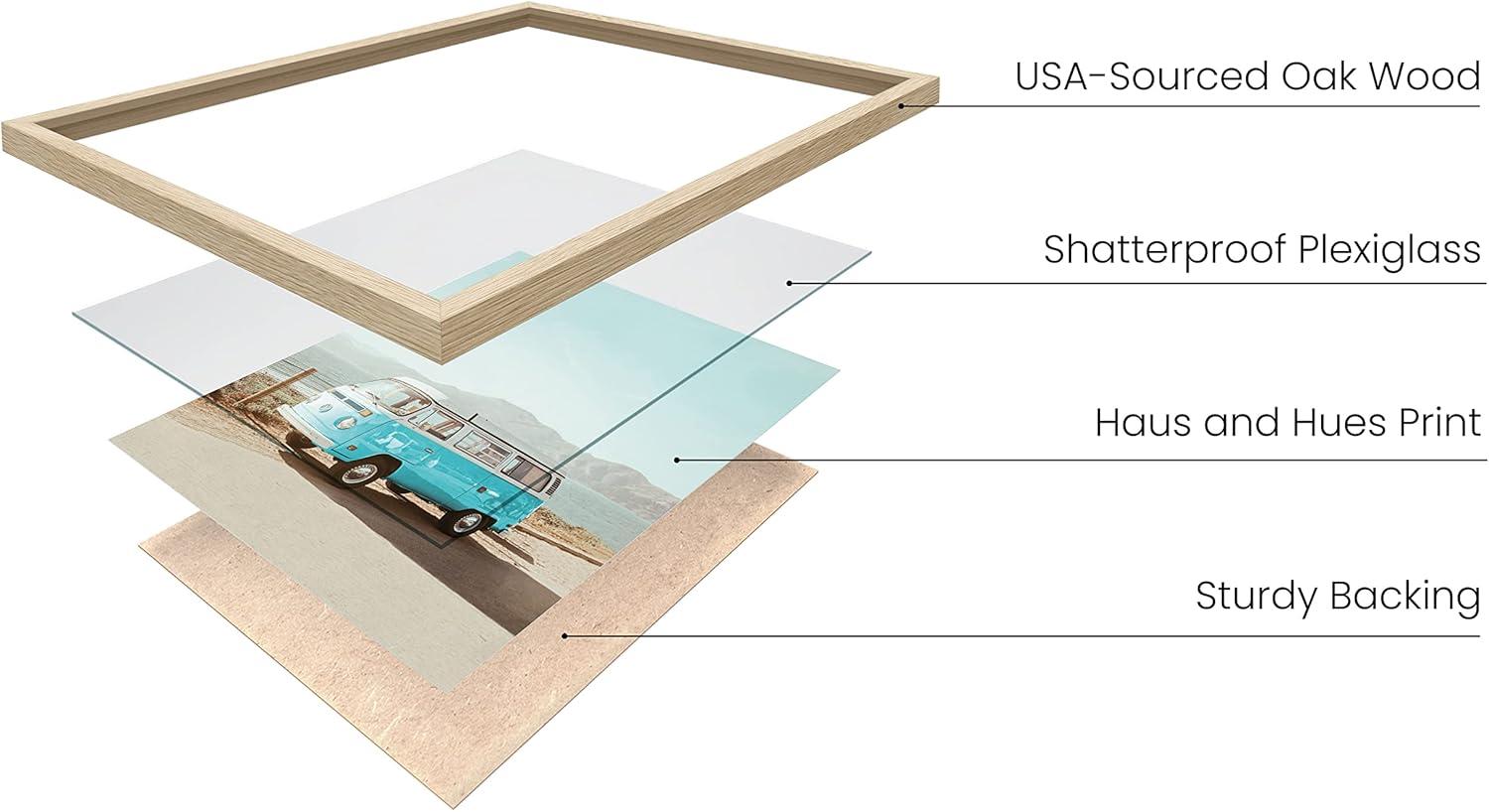 imageHAUS AND HUES Surfing Poster Beach Room Decor  Surfer Poster Art Prints Surfer Wall Art Wall Decor Vintage Beach Posters Pictures Wall Art Surfer Print Black Frame 24x36Blue Van