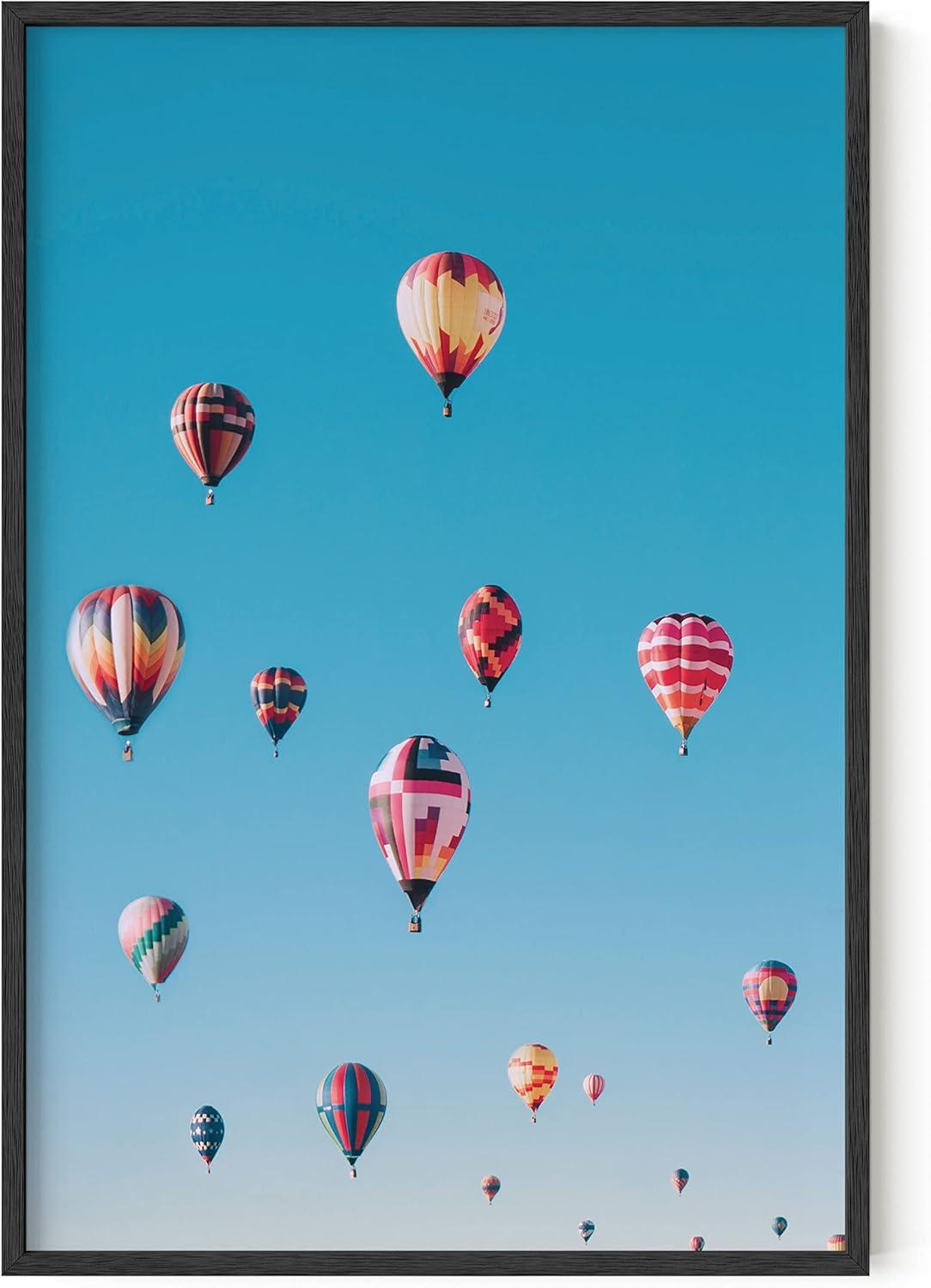 imageHAUS AND HUES Surfing Poster Beach Room Decor  Surfer Poster Art Prints Surfer Wall Art Wall Decor Vintage Beach Posters Pictures Wall Art Surfer Print Black Frame 24x36Hot Air Balloons