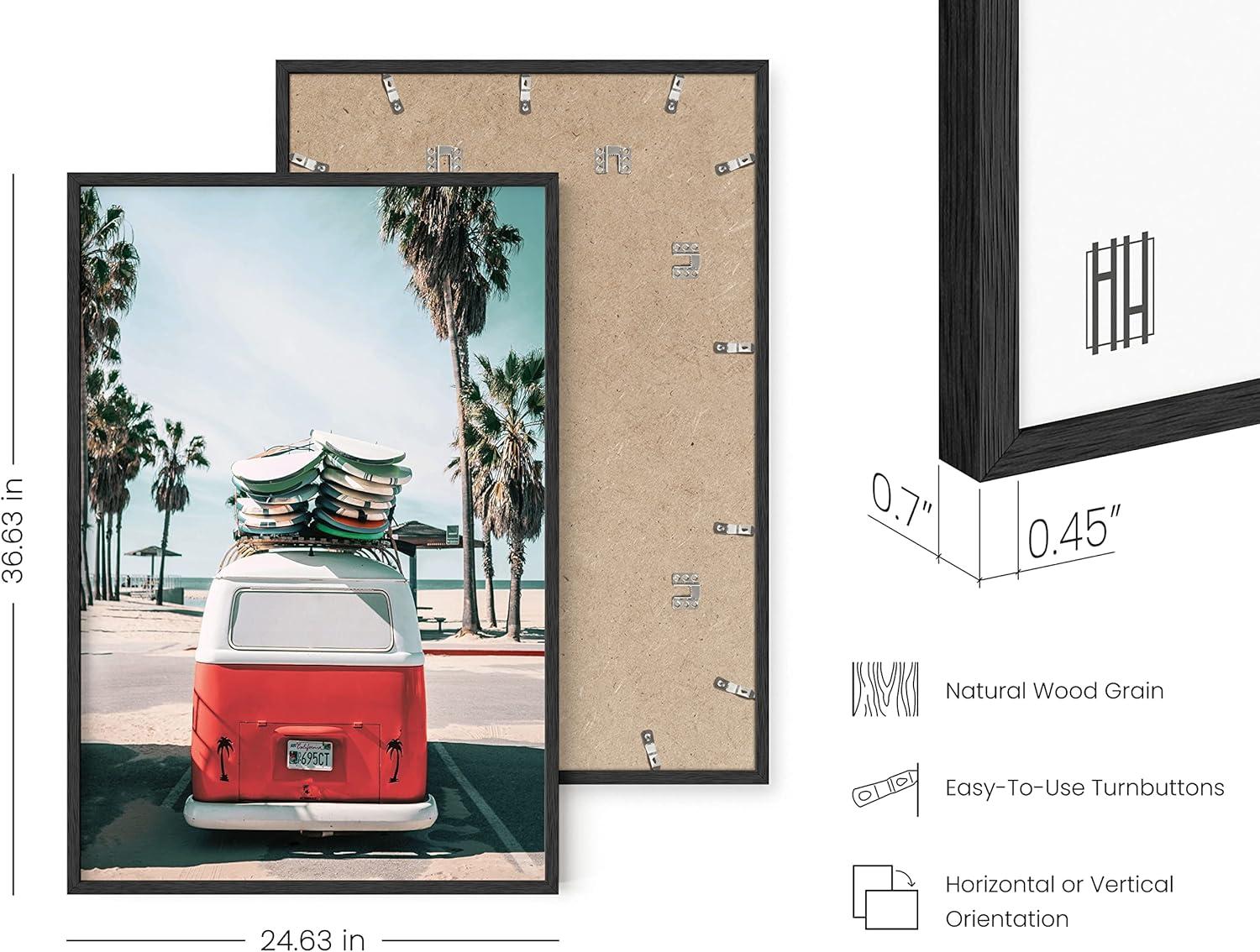 imageHAUS AND HUES Surfing Poster Beach Room Decor  Surfer Poster Art Prints Surfer Wall Art Wall Decor Vintage Beach Posters Surfer Print Black Frame 16x20Red Surf Van