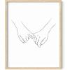 imageHAUS AND HUES Couple Kissing Wall Art Outline Poster  Woman Silhouette Minimalist Decor Bedroom Line Art Beige Frame 16x20Holding Pinkies