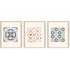 imageHAUS AND HUES Mandala Wall Art  Set of 3 Mexican Tile Art Modern Abstract Wall Art Moroccan Painting Neutral Art Abstract Geometric Art Abstract Kitchen Wall Art Boho Mandala 8x10 UnframedTiles