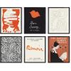 imageHAUS AND HUES Matisse Poster Set  Minimalist Poster Set for Room Aesthetic Frameable Matisse Wall Art Modern Art Black Frame 8x10Black  Red Gallery