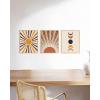 imageHAUS AND HUES Mid Century Wall Art Boho Wall Art Framed  Set of 3 Mandala Wall Decor Boho Framed Art Abstract Art Bohemian Tiles 11x14 Black FramedMid Century Terracotta