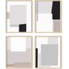 imageHAUS AND HUES Modern Abstract Wall Art Prints  Set of 4 Mid Century Modern Abstract Prints Contemporary Geometric Posters Minimalist Abstract Wall Decor Framed Modern Art Black Frame 8x10Shapes  Strokes