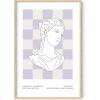 imageHAUS AND HUES Pink Wall Art Danish Pastel Posters Aesthetic Room Decor Cool Trendy Prints Unframed 12x16Statue on Purple Checks