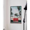 imageHAUS AND HUES Santorini Vintage Beach Prints  Greece Poster Vintage Beach Posters and Greek Photos Santorini Art Painting Mykonos Beige Frame 16x20Red Surf Van