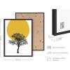 imageHAUS AND HUES Sun Art Print  Nordic Wall Art  Yellow Wall Decor Mid Century Modern Poster Scandinavian Art Black Frame 12x16sun and tree
