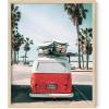 imageHAUS AND HUES Surfing Poster Beach Room Decor  Surfer Poster Art Prints Surfer Wall Art Wall Decor Vintage Beach Posters Surfer Print Black Frame 16x20Red Surf Van