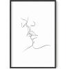 imageHAUS AND HUES Tropical Leaf Wall Art  Monstera ampamp Palm Prints Botanical Line Drawing Greenery Decor Black Frame 16x20Couple Kissing