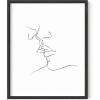 imageHAUS AND HUES Tropical Leaf Wall Art  Monstera ampamp Palm Prints Botanical Line Drawing Greenery Decor Black Frame 16x20Couple Kissing