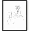 imageHAUS AND HUES Tropical Leaf Wall Art  Monstera ampamp Palm Prints Botanical Line Drawing Greenery Decor Black Frame 16x20Woman with Flower