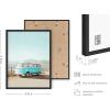 imageHAUS AND HUES Vintage Beach Posters Surfer Wall Art  Surfer Van Decor Prints Vintage Wall Art California Beach Poster Blue Van Beige Frame 12x16Blue Van