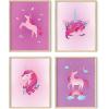 imageHaus and Hues Animal Nursery Art Prints  Set of 4 Baby Nursery Wall Decor for Boys and Girls Baby Boy Room Dcor Kids Bathroom Dcor Animal Pictures Wall Art Black Frame 11x14Unicorn