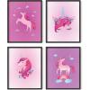 imageHaus and Hues Animal Nursery Art Prints  Set of 4 Baby Nursery Wall Decor for Boys and Girls Baby Boy Room Dcor Kids Bathroom Dcor Animal Pictures Wall Art Black Frame 11x14Unicorn