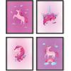 imageHaus and Hues Animal Nursery Art Prints  Set of 4 Baby Nursery Wall Decor for Boys and Girls Baby Boy Room Dcor Kids Bathroom Dcor Animal Pictures Wall Art Black Frame 11x14Unicorn